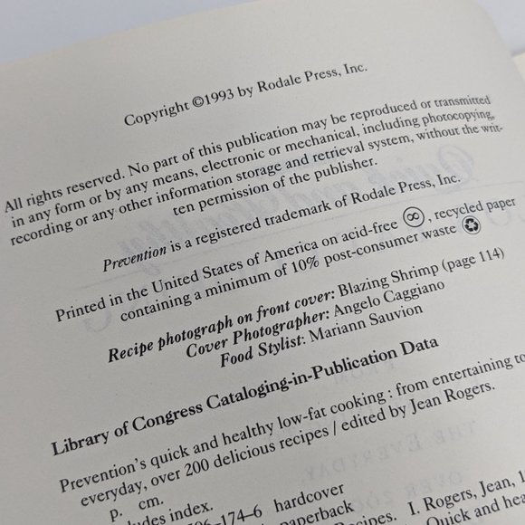 Prevention's 1993 Quick & Healthy Low Fat Cooking Cookbook - Picture 4 of 6